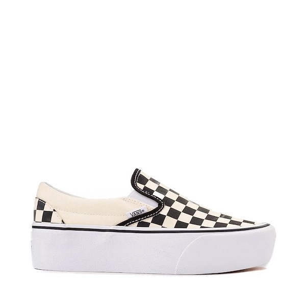 Vans Classic Slip-On Stackform Checkerboard Skate Shoe - Black / White