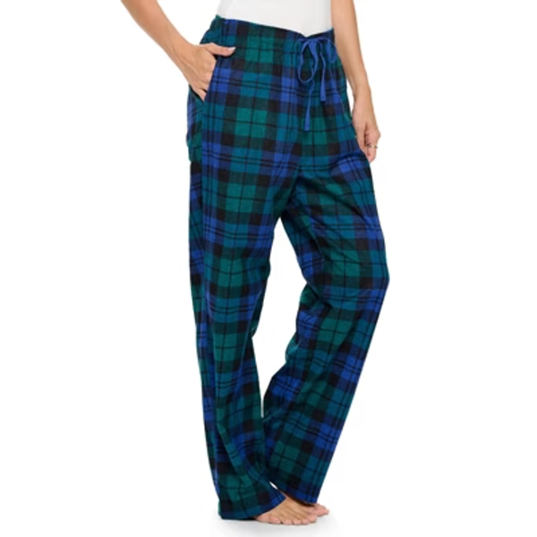 Casual Nights Women's Flannel Pajama Sleep Pants, Super Soft Plaid Pjs Bottoms - Blackwatch Plaid - Medium