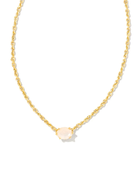 Cailin Gold Pendant Necklace in White Iridescent Crystal