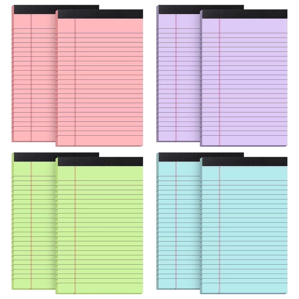 sixwipe 8Pcs Small Legal Pads, 5*8 InchColored Writing Pads, Multicolor Perforated Note Pads with Sturdy White Back, Writing Pad, 50 Sheets Per Notepad for School, Home, Office - Walmart.com