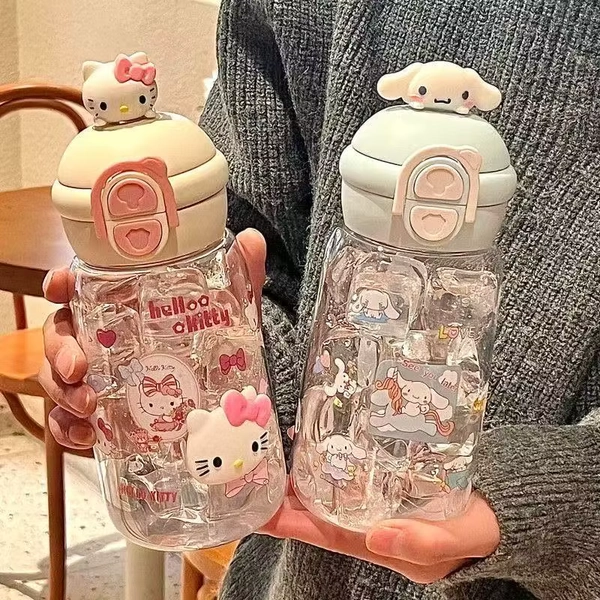 High Appearance Water Bottle Cute Kawaii Sanrio Style Pretty Reusable Cup Aesthetic Drinking Flask for Women Girls School Gift