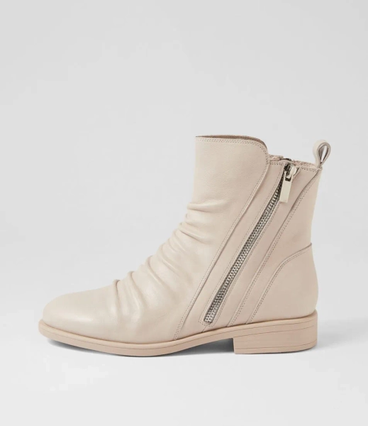 Malou Almond Leather Ankle Boots