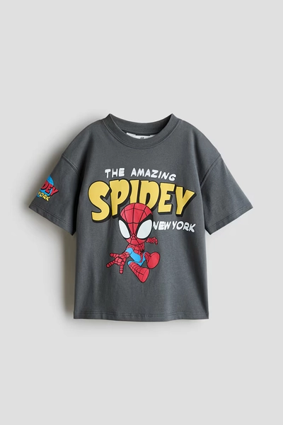 Loose-fit printed T-shirt - Grey/Spider-Man