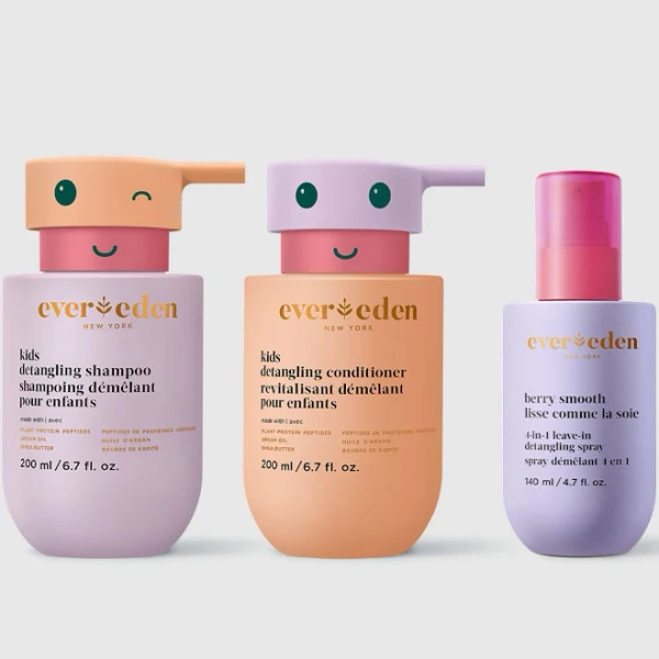 Evereden Kids Hair Care Trio Set Detangling Spray, Shampoo, and Conditioner for Ages 3+