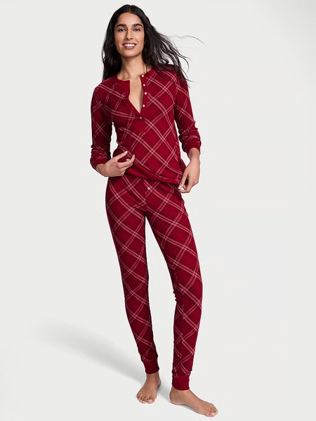 Soft Thermal Henley Long Pajama Set