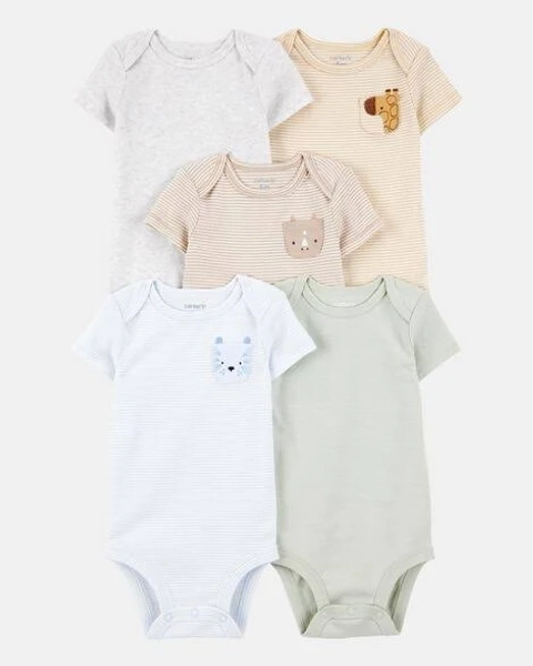 Carter's Baby Boys 5-Pack Safari Pocket Bodysuits