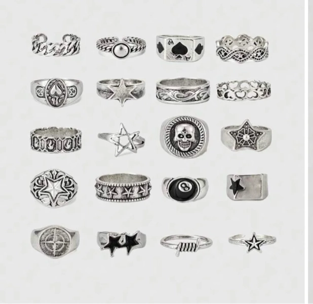 Our Goth 20 Hip Hop Punk Star Skull Rings, Fashion Personalized Glamour Jewelry, Unisex, Holiday Gifts is such a vibe - ROMWE
