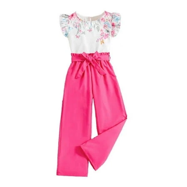 Girls' Flying Sleeve Top and Pants Suit