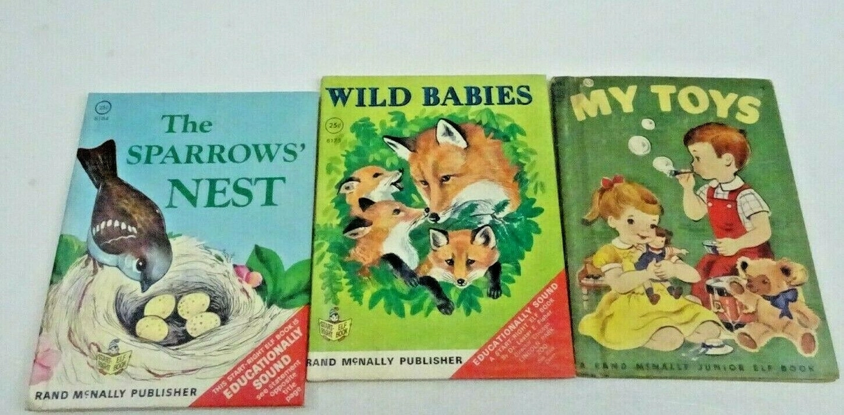 Lot 3 Children Book Start Right Elf 1950's-1970s Rand McNally My Toys Wild Babie