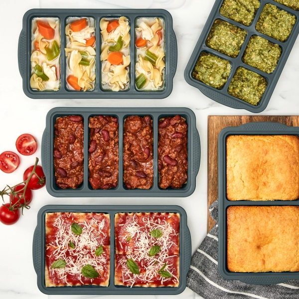 MIU Silicone Freezer Trays with Lids, 5-pack