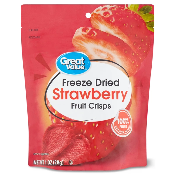 Great Value Freeze Dried Strawberry Fruit Crisps, 1 oz - Walmart.com