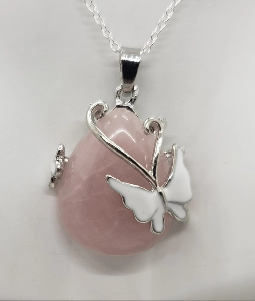 Natural Rose Quartz Butterfly Necklace - Walmart.com