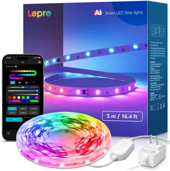 Lepro S1 AI LED Strip Lights Smart Rgb Light Strips with Ic and Rainbow Chasing Effects
