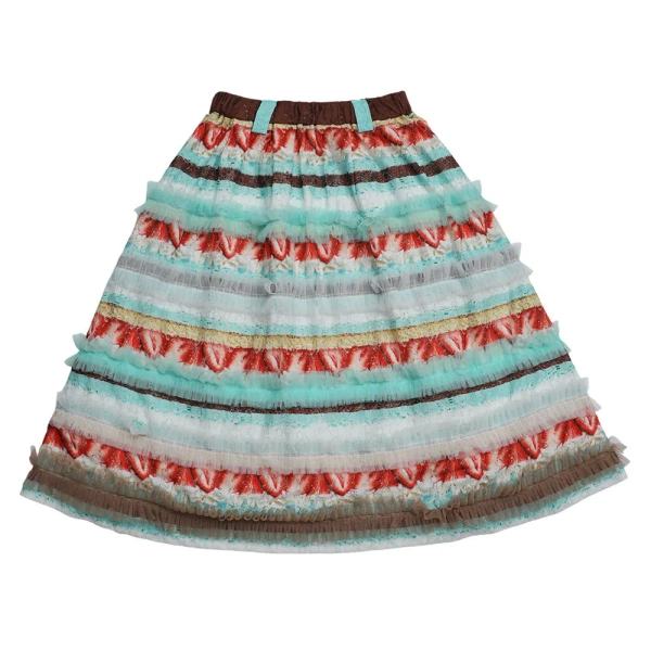 【frufru】Sweet cake-style lace skirt - Mint green, S