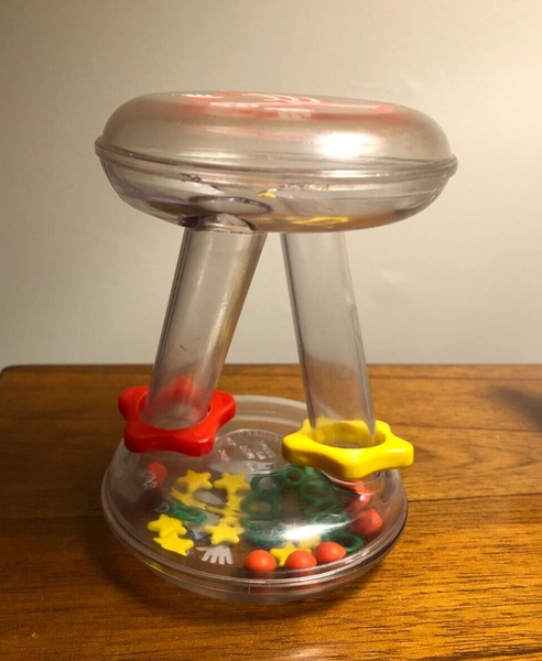 Johnson &amp; Johnson Vintage Playpath Rattle Baby Infant Toy 1980 Clowns Stars