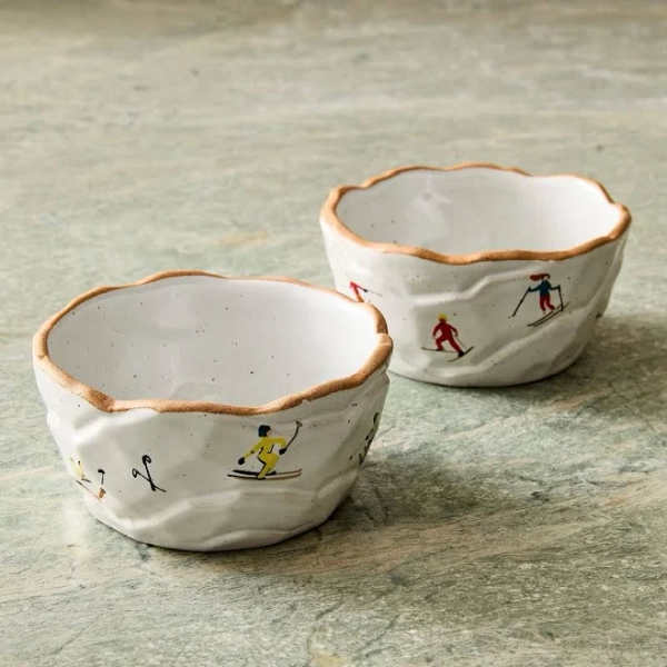 West Elm Holiday Skier Serveware Nut Bowl Each