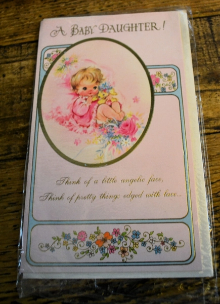 Vintage Original 1970s / 1980s Sealed Unused Card A New Baby Daughter Girl