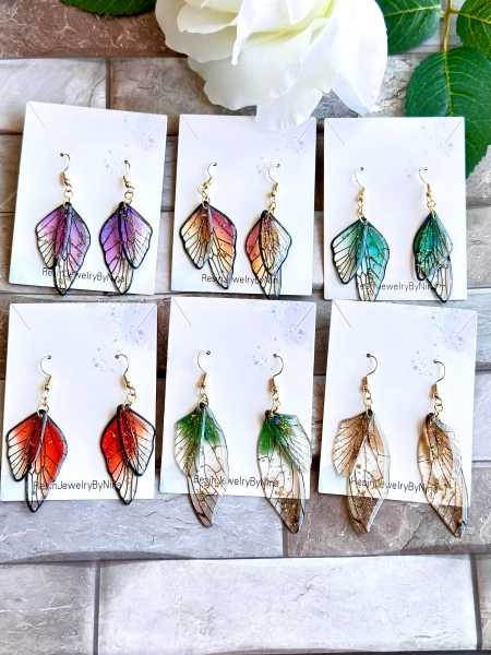 Handmade Butterfly Wing Earrings: Gold or Silver Jewelry Enchanted fairy wing/ ren faire / Shinobu