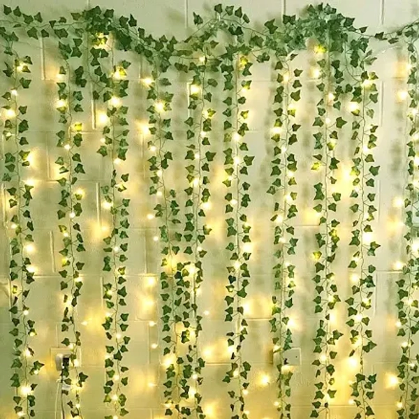 12 Packs Artificial Ivy, 84FT Garland Hanging Plants Fake Vines with 200 LED String Light for Bedroom Wedding Party Garden Wall Room Home Decor