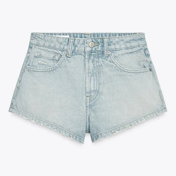 Zara Women's Trf Mid-Rise Mini Denim Shorts