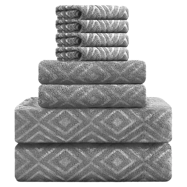Jessy Home 8 Piece Home Collection Ultra Soft Cozy Towels 600 GSM Dark Gray Plush Towel Set - Walmart.com