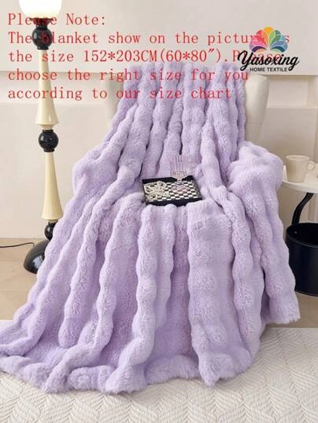 1pc Purple Cozy Rabbit Fur Plush Blanket Faux Fur Luxury Fluffy Long Plush Blanket Bedding Throw Soft And Comfortable Couches Blankets For Home, For Sofa, Living Room Queen Twin King Size Domitory Bedding Back School Bedding