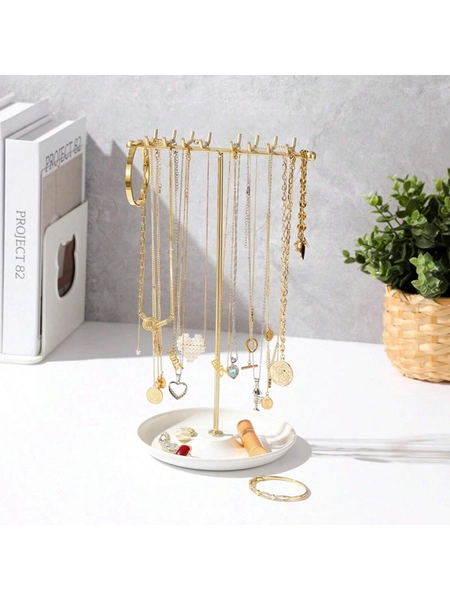 1pc Elegant T-Shaped Jewelry Display Stand For Necklaces, Earrings, And Bracelets, Perfect Organizer For Bedroom, Bathroom, Or Office Desk, Ideal Christmas, Thanksgiving, And New Year Gift For Fashion Lovers, Stylish And Functional Jewelry Holder To Enhance Your Dr And Keep Your Accessories -Free, Perfect For Valentine's Day Surprises And Holiday Gifting, A Must-Have For Every Jewelry Enthusiast