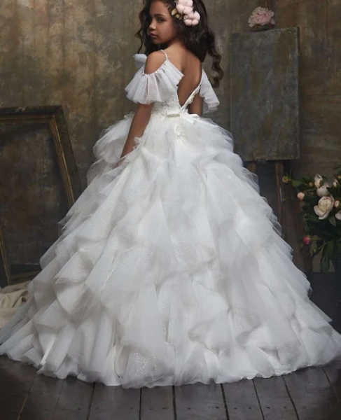 Girl's Ruffled Sparkly Princess Dress