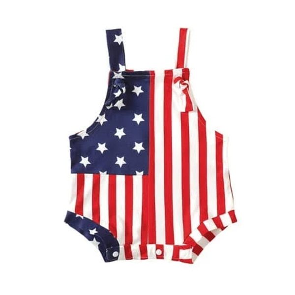 Baby Boys 4th of July Stars and Stripes Print Jumpsuit
