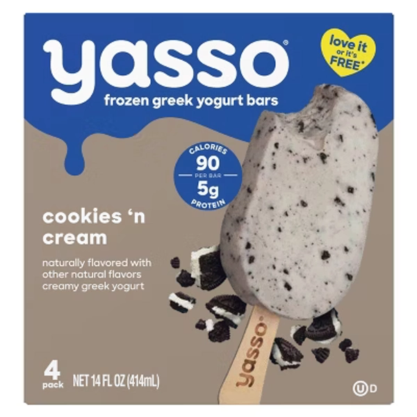 Yasso Frozen Greek Yogurt - Cookies 'n Cream Bars - 4ct