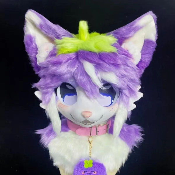 Fursuit Head, "Blueberry Cat" Furry Pre-Made Fur Head, Cute Cat Furry Cosplay, Ca Fantasy Creatures