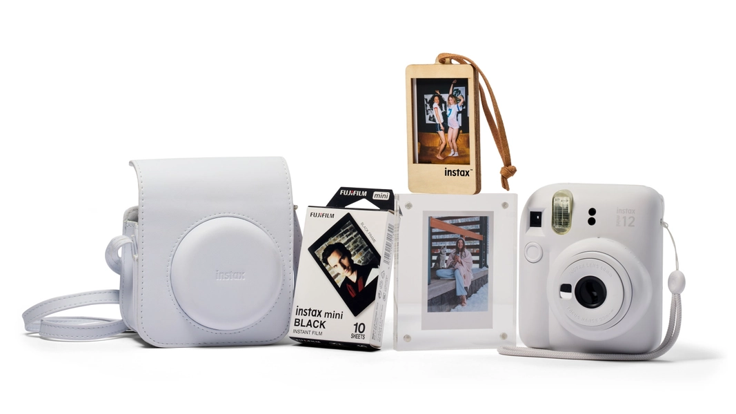 instax mini 12 Instant Camera Bundle - Clay White