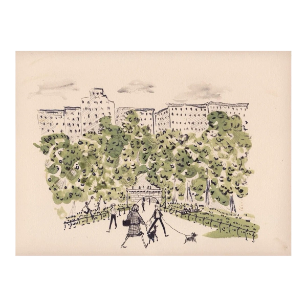 "Spring in Central Park" Contemporary Original Whimsical New York Cityscape Print by Pauline de Roussy de Sales