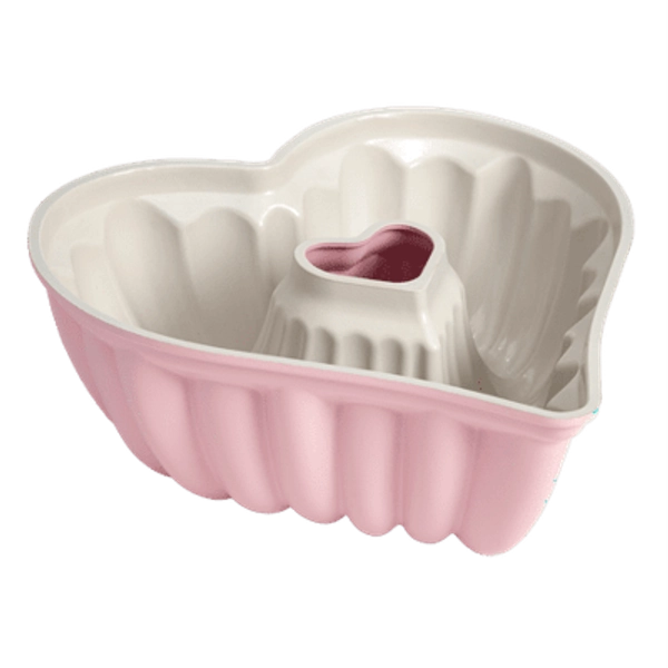 Paris Hilton Premium Nonstick Heart Shaped Fluted Pan  Dishwasher Safe  9.5-inch  Pink