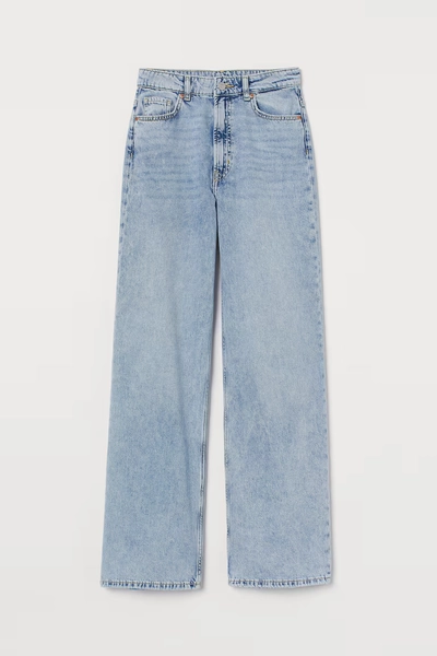 Bleecker High Rise Wide Leg Jeans - Pale denim blue