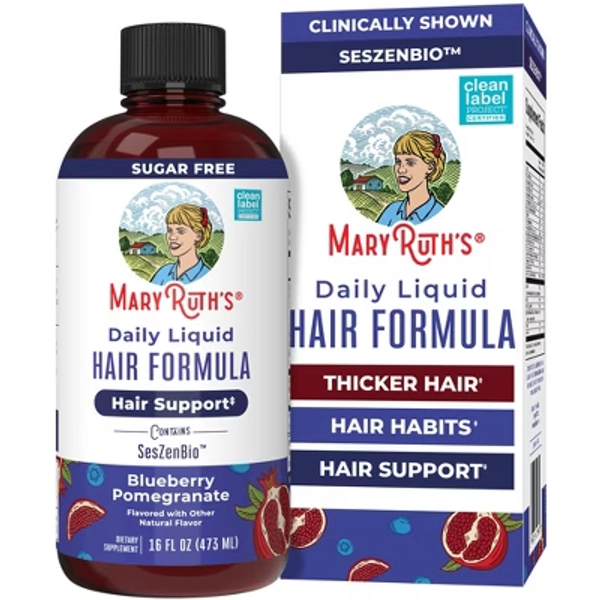 MaryRuth's Daily Liquid Hair Formula for Women with 500 mg SesZenBio™ + 2,500 mcg Biotin, Vitamin C, 16 fl oz