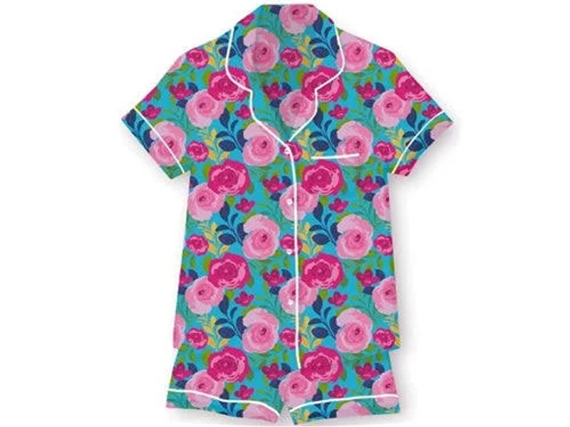 Blossom in Love Silky Satin Pajama Short Set