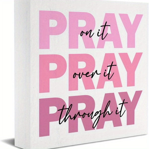 1pc Pink "PRAY" Foam PVC Sign - Inspirational Christian Scripture Art for Home & Office Desk Decor, Classic Style, No Power Needed, Perfect Holiday Gift for Christmas & Thanksgiving