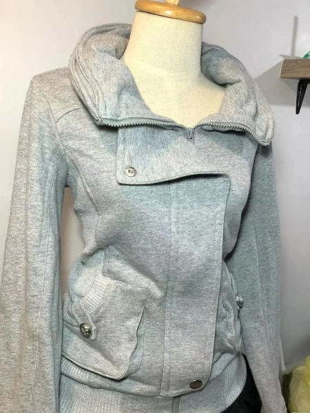 Retro Gray Sweatshirt For Women Vintage High-End Fashion Hoodie Sweatshirt Spring Autumn Women Hooded Jacket 2025 New Women Coat - AliExpress 200000345