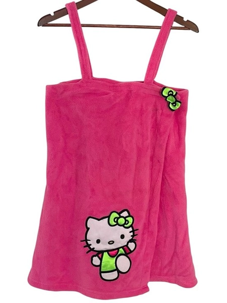 Vintage Y2K Hello Kitty Wrap Around Bath Towel / Robe L / XL Hot Pink Fleece