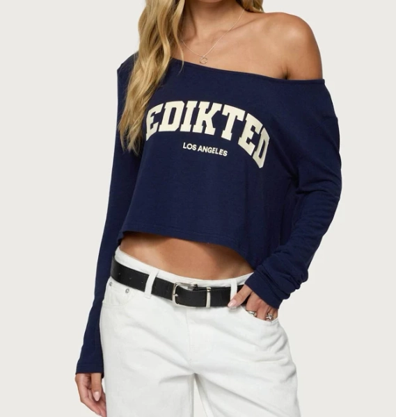Edikted Women's La Babe Off-the-Shoulder Graphic T-Shirt