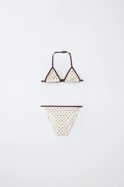 6-14 YEARS/ TRIANGLE POLKA DOT TEXTURED BIKINI