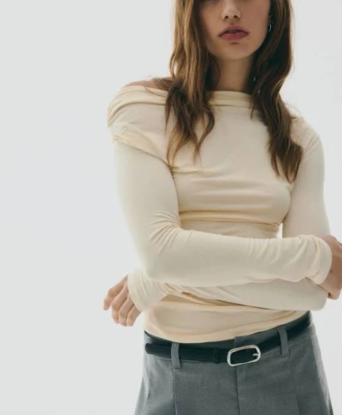 H&M Ladies Draped One-Shoulder Top