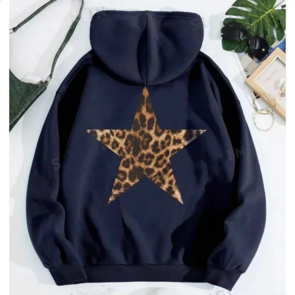 Ladies Fleece Lined Hoodie Womens Oversized Leopard Print Pullover Sweatshirt, Long Sleeve Casual Hooded Top From Landong01, $15 | DHgate.Com