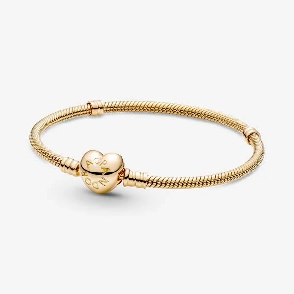 Pandora Moments Heart Clasp Snake Chain Bracelet in 14K Gold