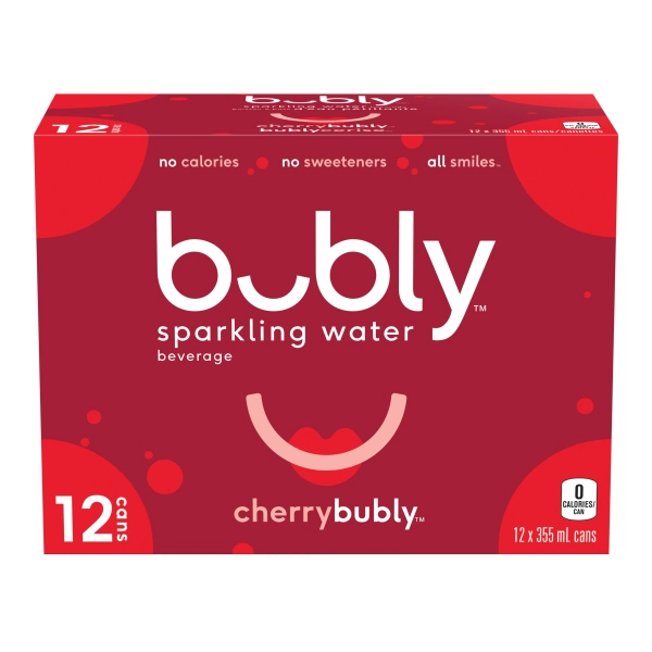 Bubly Cherry Sparkling Water 12 x355 mL, Cans, 12x355mL