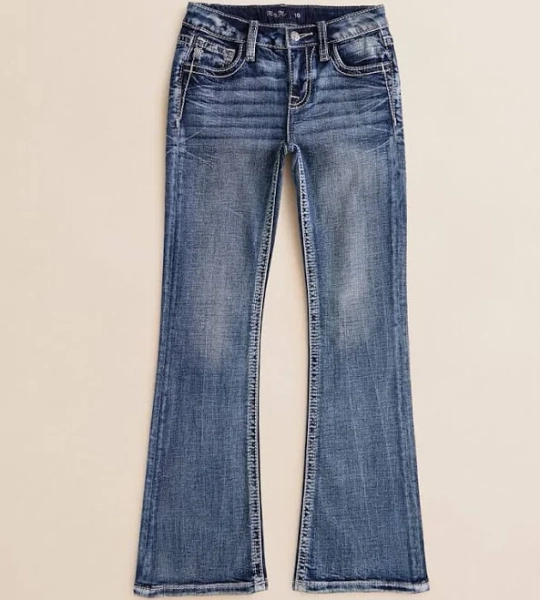 Miss Me Big Girls Flower Mid Rise Boot Cut Denim Jean