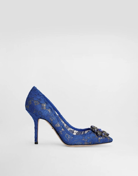 Lace rainbow pumps with brooch detailing