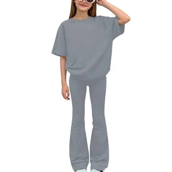 Girls 2-Piece Oversized T-Shirt and High Waist Flare Leggings Set