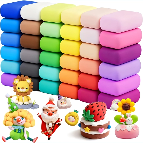 Air-Dry Clay - 36-Color Modeling Clay Set with Sculpting Tools, Soft And Ultra-Light, Easy to Use, Suitable for Sculpture, Crafting, Projects, Halloween And Christmas Gifts! Ideal for Boys And Girls, Developing Intelligence, Creating Endless Shapes